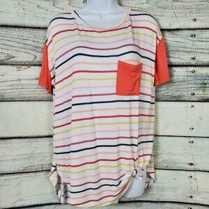 REB in J Women’s Striped Short Sleeve Pocket Tee Medium Made in USA